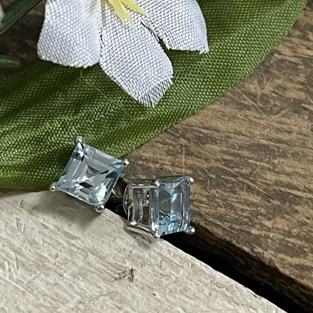 925 Blue Topaz Stud Earrings